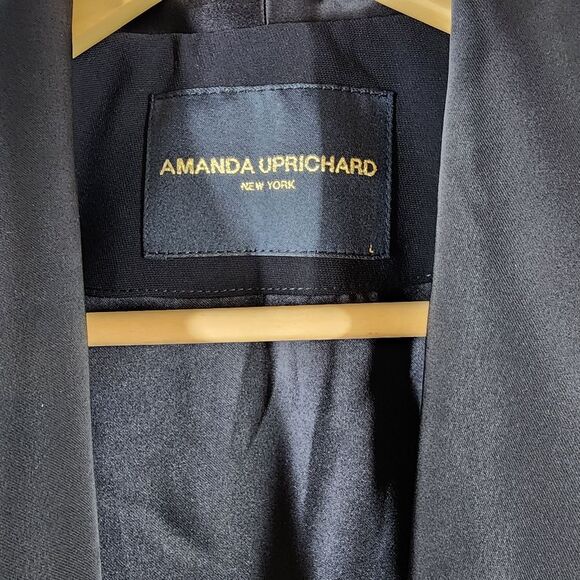 Amanda Uprichard Jane Blazer in Black Revolve Satin Collar L - Picture 7 of 9